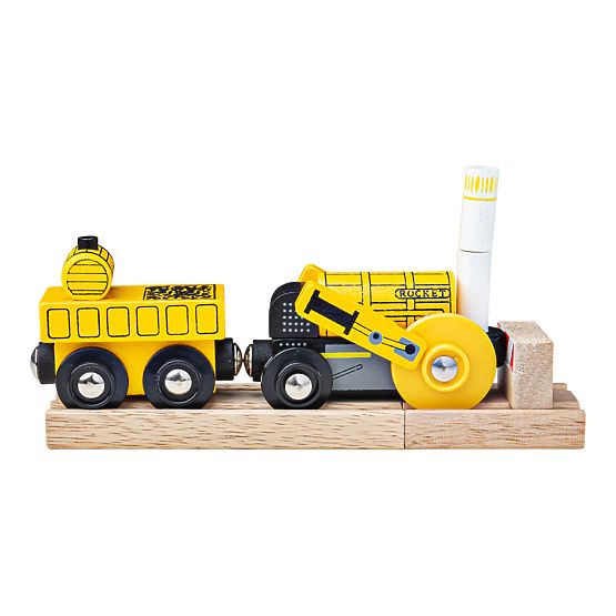 Bigjigs Rail Replika zgodovinske lokomotive Rocket + 2 tira