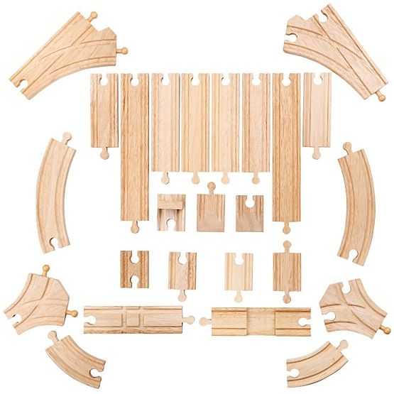 Bigjigs Rail Leseni tiri set 25 kosov