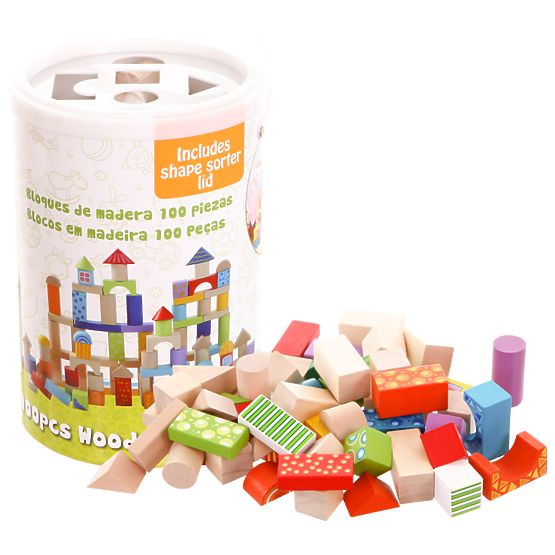 Lesene kocke Ecotoys - 100 kos