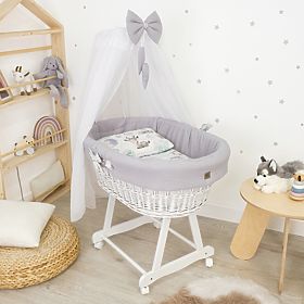 Bela pletena postelja z opremo za dojenčka - Ježek, Ourbaby®