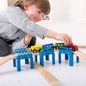 Bigjigs Rail Lesene tirnice postavljajo konstrukcijo mostu, Bigjigs Rail