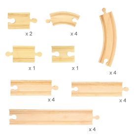 Bigjigs Rail Set lesenih tirnic iz 24 delov, Bigjigs Rail