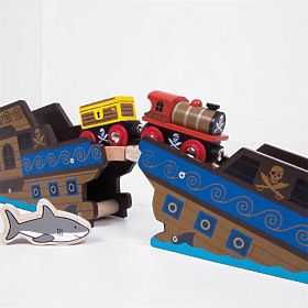 Piratski vlak Bigjigs Rail + 3 tiri, Bigjigs Rail